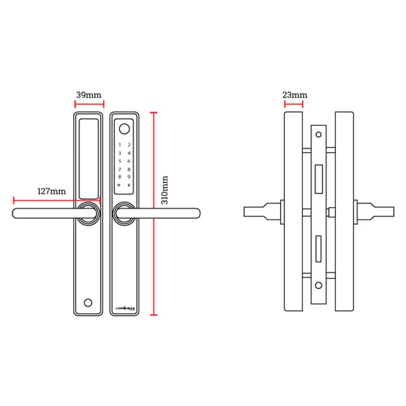 EA 230 Slim Line Smart Digital Lock for UPVC, Composite, Wooden & Aluminium Doors - Euro Art Digital Locks