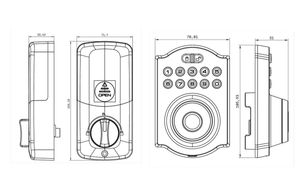 EA 232 Digital Lock Deadbolt - Euro Art Digital Locks
