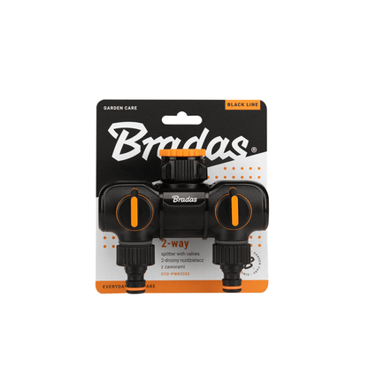 Two Way Tap Splitter with Valves Orange/Black - Best4Trade-Retail Garden watering