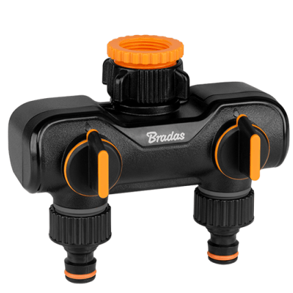 Two Way Tap Splitter with Valves Orange/Black - Best4Trade-Retail Garden watering