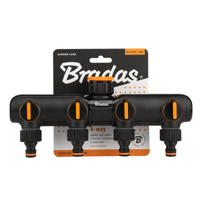 4-Way Tap Splitter Orange/Black with Valves - Best4Trade-Retail Garden watering