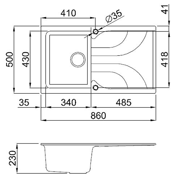 Ego 400 Elleci Granite 1 Bowl Kitchen Sink - All Colors - Reginox