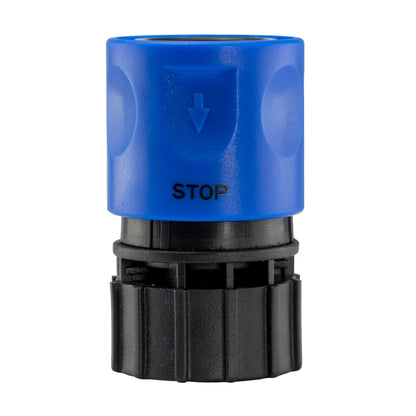 Hose Connector Blue with In-Line BSPM Valve and 19mm Brass Barb - Best4Trade-Retail Garden watering