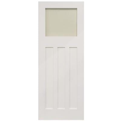 Shaker Edwardian 4 Panel White Primed Glazed Internal Door - All Sizes - Doors4less