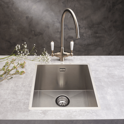 Elbe Monobloc Kitchen Mixer Tap Brushed Nickel - Reginox