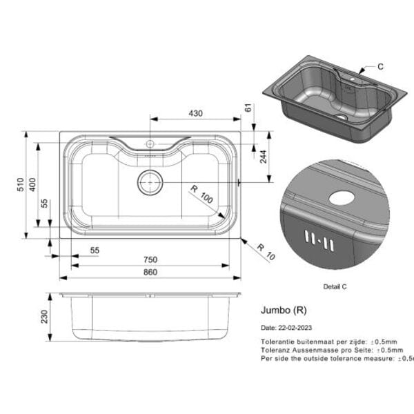 Elegance Jumbo Stainless Steel Inset Kitchen Sink - Reginox