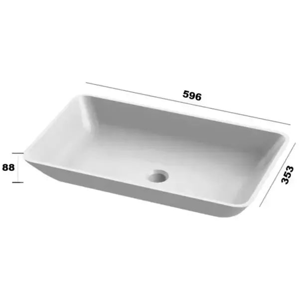Elvis Rectangle Solid Surface Basin - 596 x 353 x 88mm - Aqua Bathrooms