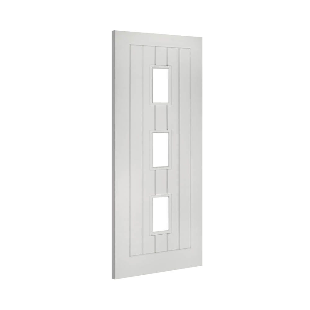 Ely White Primed 3 Glazed Light Panels Internal Door - All Sizes - Deanta