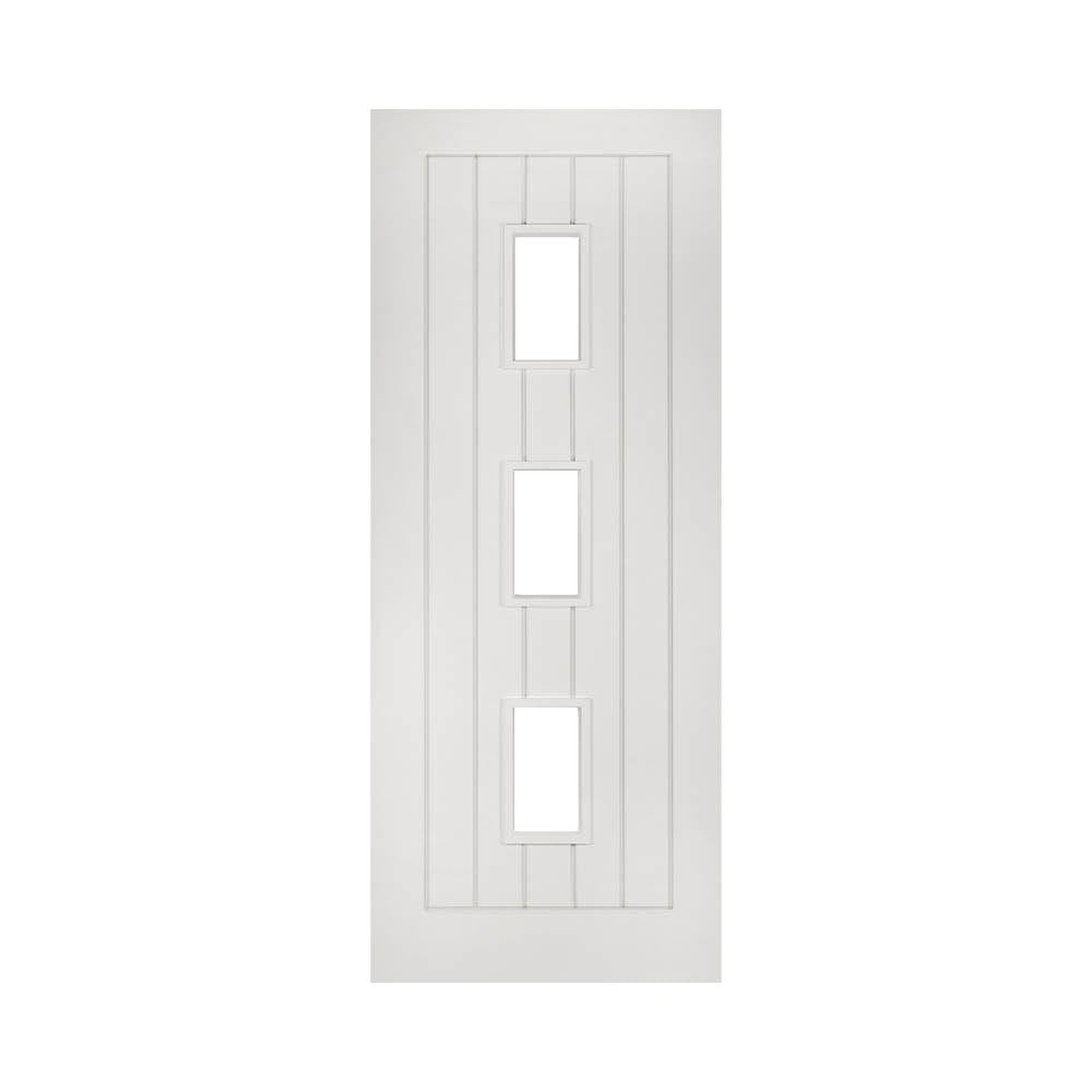 Ely White Primed 3 Glazed Light Panels Internal Door - All Sizes - Deanta