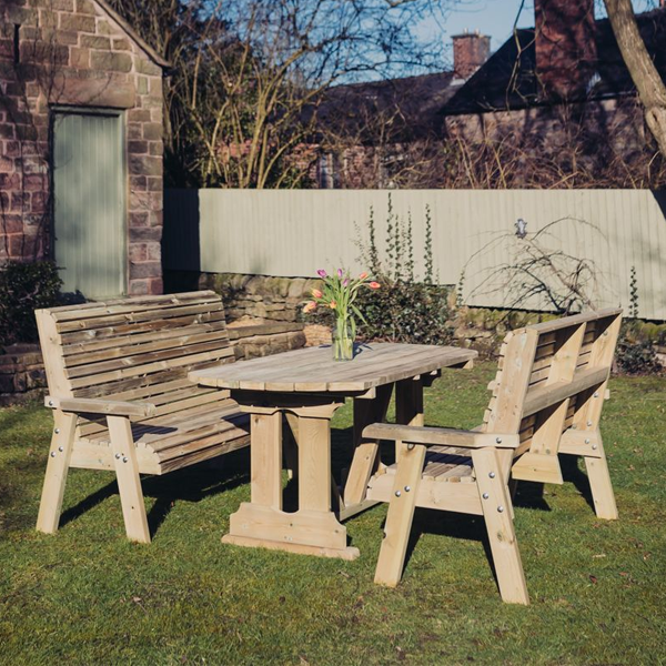 Churnet Valley Ergo 6 Seat Table Set 3 Benches - Churnet Valley