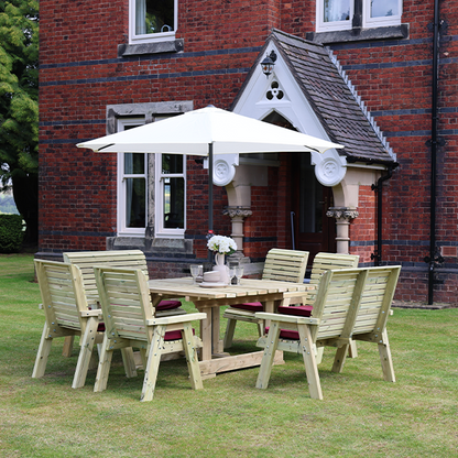 Churnet Valley Ergo 8 Seater Square Set 4 Chairs and 2 Benches - Churnet Valley