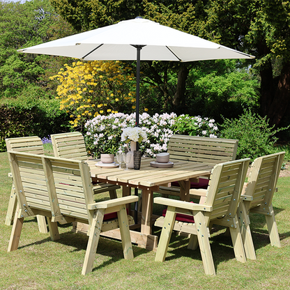 Churnet Valley Ergo 8 Seater Square Set 4 Chairs and 2 Benches - Churnet Valley