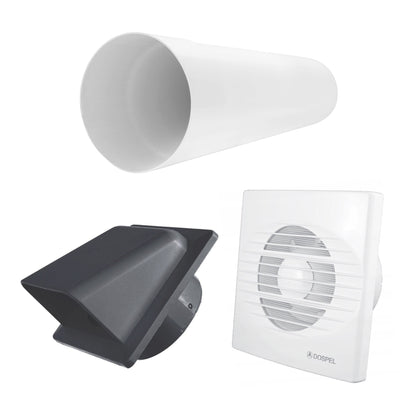 Through Wall Ventilation Kit RICO Timer Switch Fan with Graphite External Vent - Best4Trade-Retail OTHER