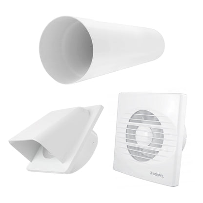 Through Wall Ventilation Kit RICO Timer and Humidistat Fan with White External Vent - Best4Trade-Retail OTHER