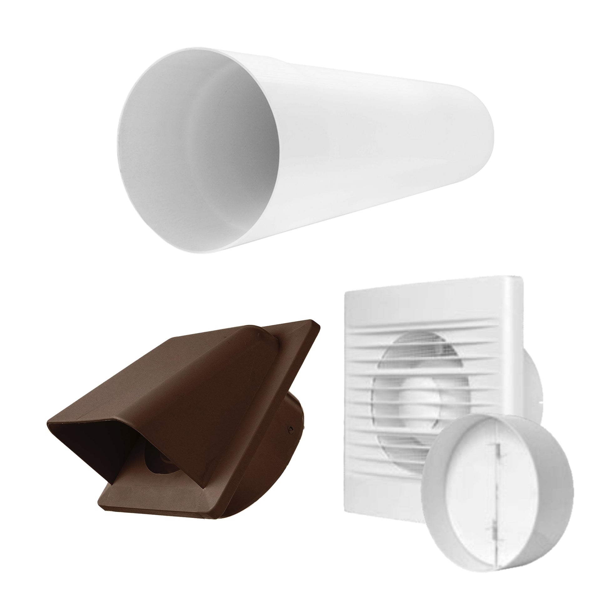 Through Wall Ventilation Kit - STYL Fan with Timer and Brown External Vent - Best4Trade-Retail OTHER