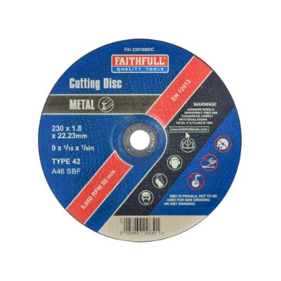 Depressed Centre Stainless Steel Cutting Disc 230mm x 1.8mm x 22.23mm - Faithfull