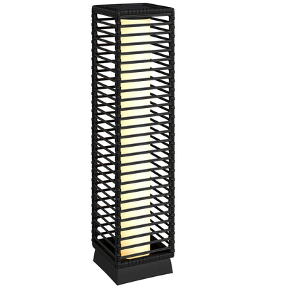 Outsunny Garden Rattan Lamp, 68 cm Solar Rattan Floor Lamp, Solar Garden Light with Auto On/Off LEDs, IP44 Waterproof, Black