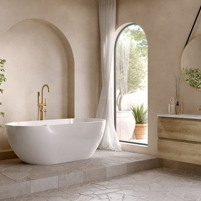 Fira Stone Freestanding Bath Gloss White (No Tap Hole) - All Sizes - Aqua