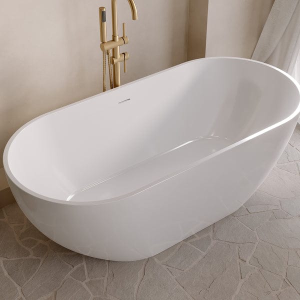 Fira Stone Freestanding Bath Gloss White (No Tap Hole) - All Sizes - Aqua