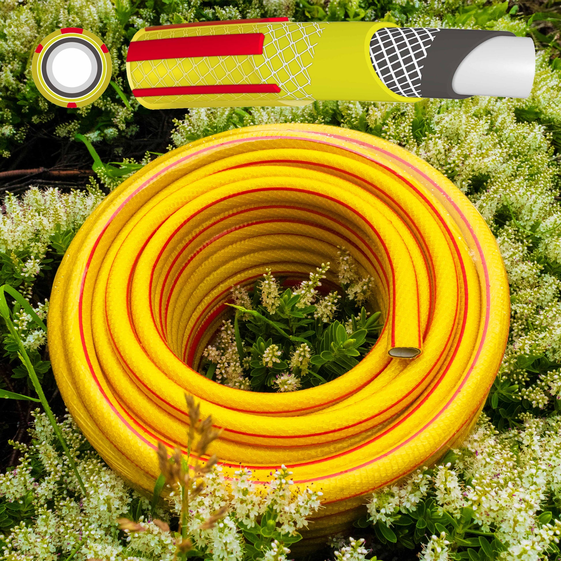 Premium Garden Hose 6-Layer 1/2" Pipe Yellow - Best4Trade-Retail Garden watering