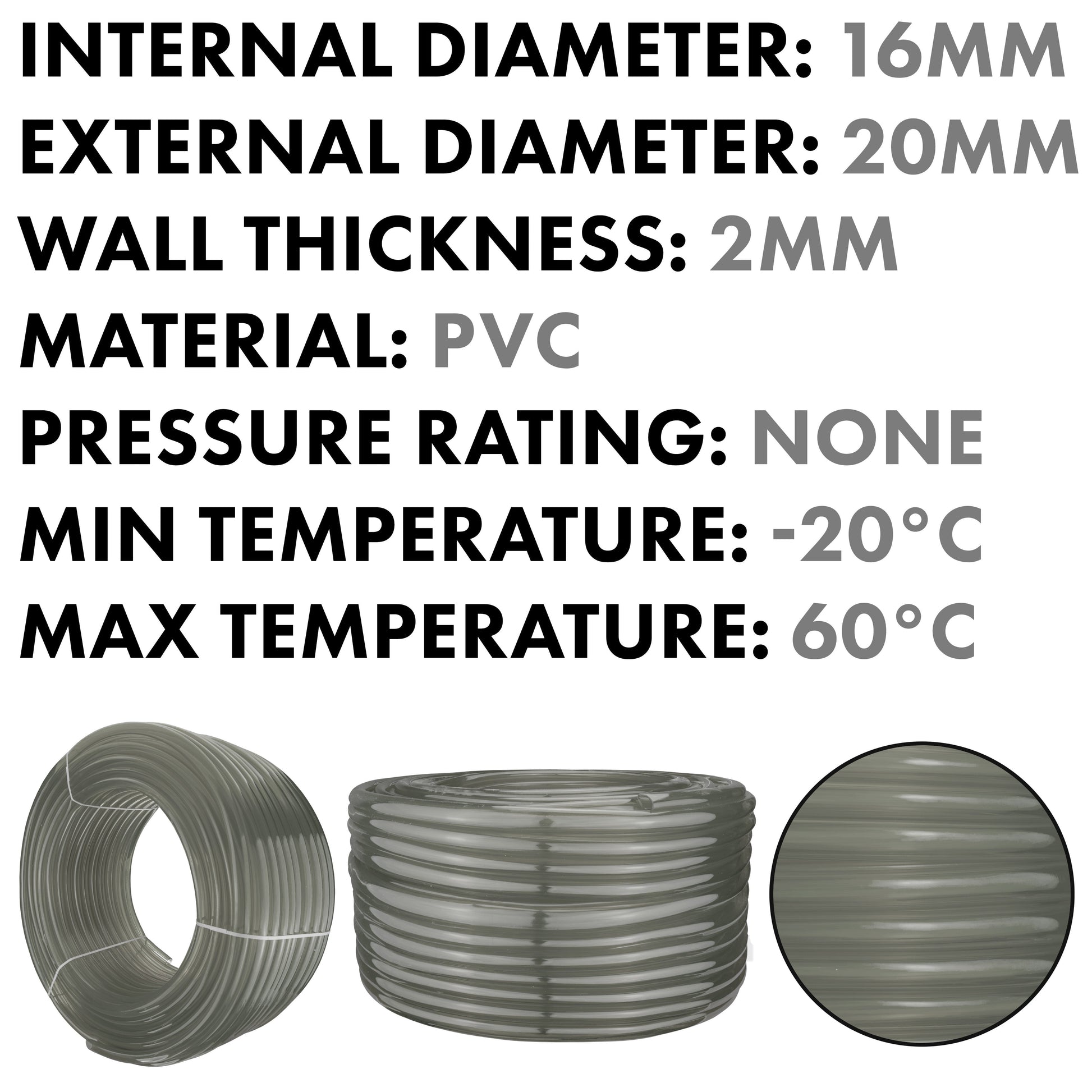Grey Semi-Transparent PVC Pipe 16mm*20mm - Best4Trade-Retail