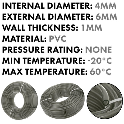 Grey Semi-Transparent PVC Pipe 4mm*6mm