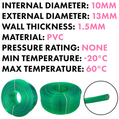 Green Semi-Transparent PVC Pipe 10mm*13mm
