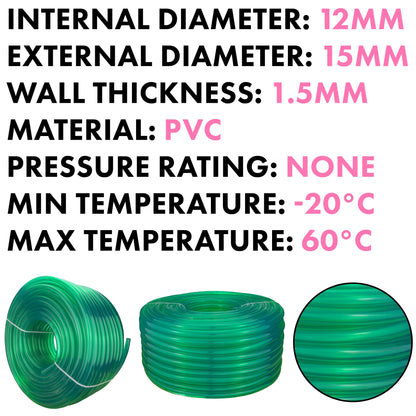 Green Semi-Transparent PVC Pipe 12mm*15mm