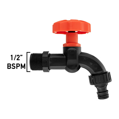 1/2" BSPM Plastic Quick Connect Tap Black/Orange
