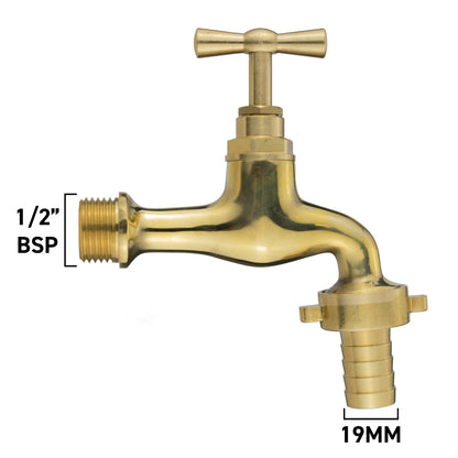 Garden Tap Polished Brass 1/2" BSPM - 19mm Barb - Best4Trade-Retail Garden watering
