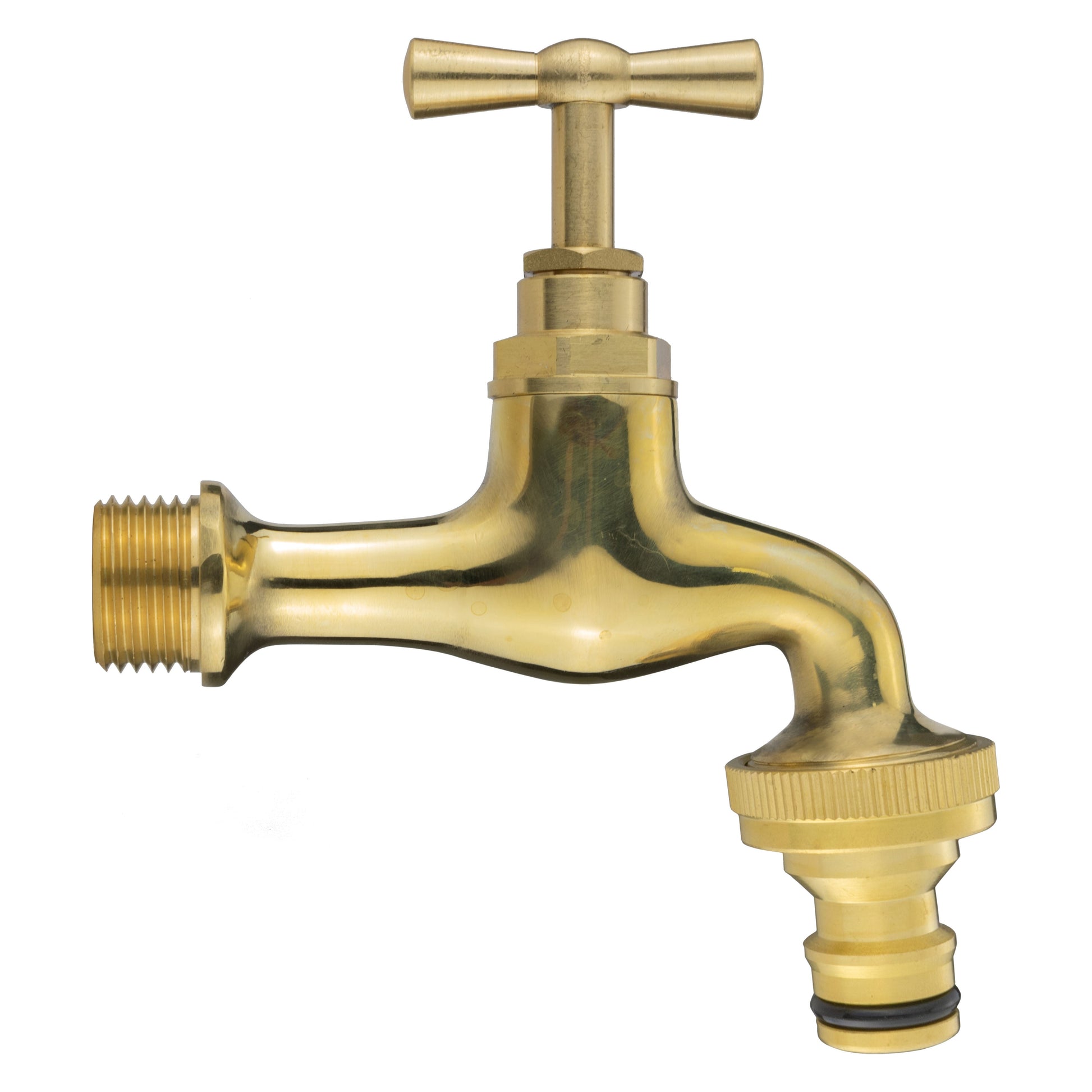 Wall Flange Kit 20mm MDPE - Polished Brass Bib Tap with Snap On - Best4Trade-Retail Tech Hose & Fittings