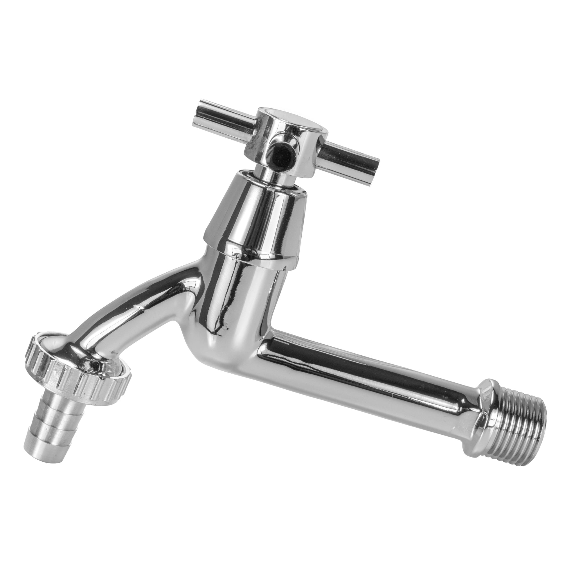 Wall Flange Kit 20mm MDPE - Extended Brass Chrome Tap 1/2" Barb - Best4Trade-Retail Garden watering