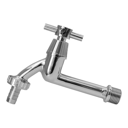 15mm Brass Wall Flange Kit with Extended Brass Chrome Tap 1/2" Barb - Best4Trade-Retail Garden watering