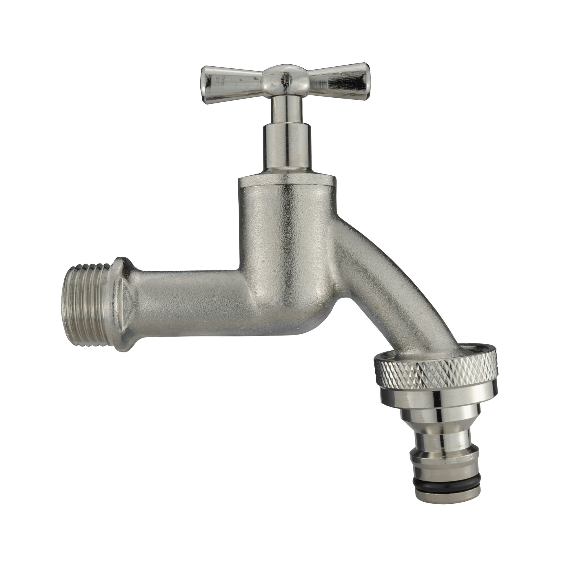 Wall Flange Kit 20mm MDPE + Bib Nickle Tap & Snap On - Best4Trade-Retail Tech Hose & Fittings