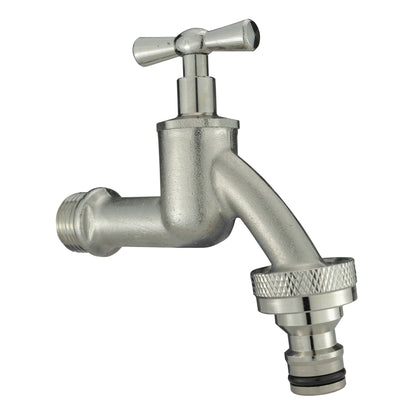 Wall Flange Kit 20mm MDPE + Bib Nickle Tap & Snap On - Best4Trade-Retail Tech Hose & Fittings