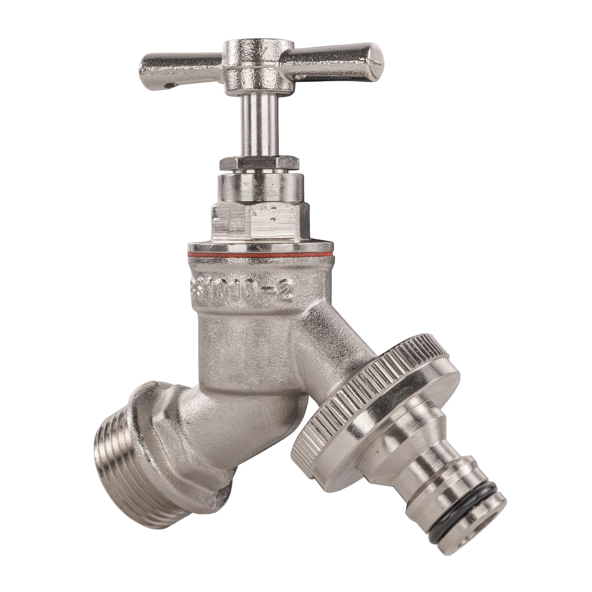 Garden Bib Tap Brass Nickle Plated 1/2" BSPM Inlet + Snap-On Male - Best4Trade-Retail Garden watering