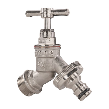 Garden Bib Tap Brass Nickle Plated 3/4" BSPM Inlet + Snap-On Male - Best4Trade-Retail Garden watering
