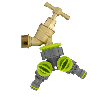 Wall Flange Kit 25mm MDPE + Brass Bib Tap + Two Way Splitter + Connectors - Best4Trade-Retail Tech Hose & Fittings