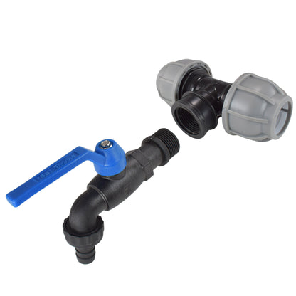 MDPE Tee 20mm and Nylon Garden Tap with Barb Outlet - Best4Trade-Retail Garden watering