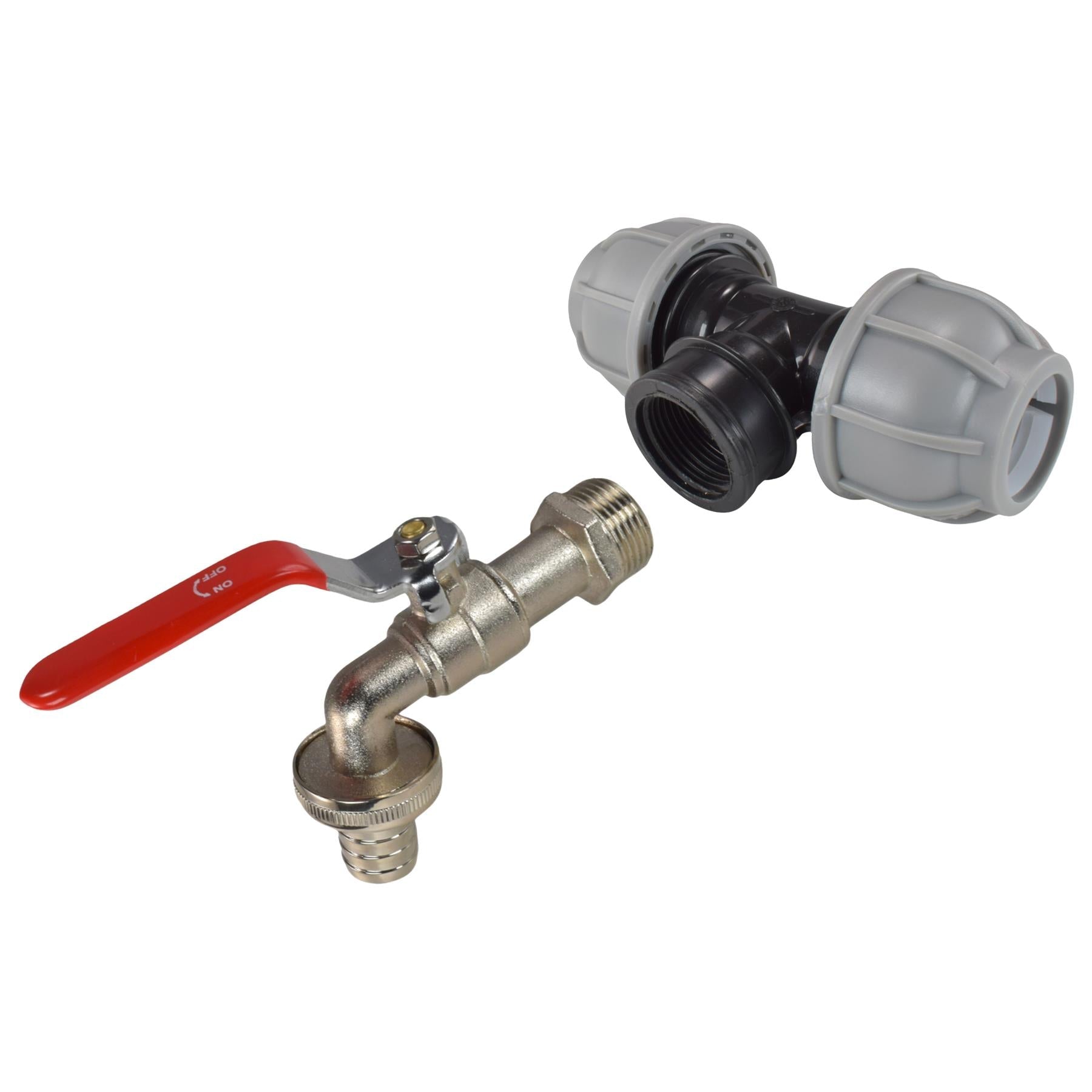 MDPE Tee 20mm and Lever Tap with Barb Outlet - Best4Trade-Retail Garden watering