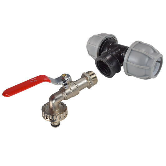 MDPE Tee 20mm and Lever Quick Connect Tap - Best4Trade-Retail Garden watering