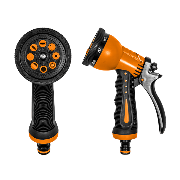 Hose Gun Water Sprayer 8-Pattern Adjustable Black Orange - Best4Trade-Retail Garden watering