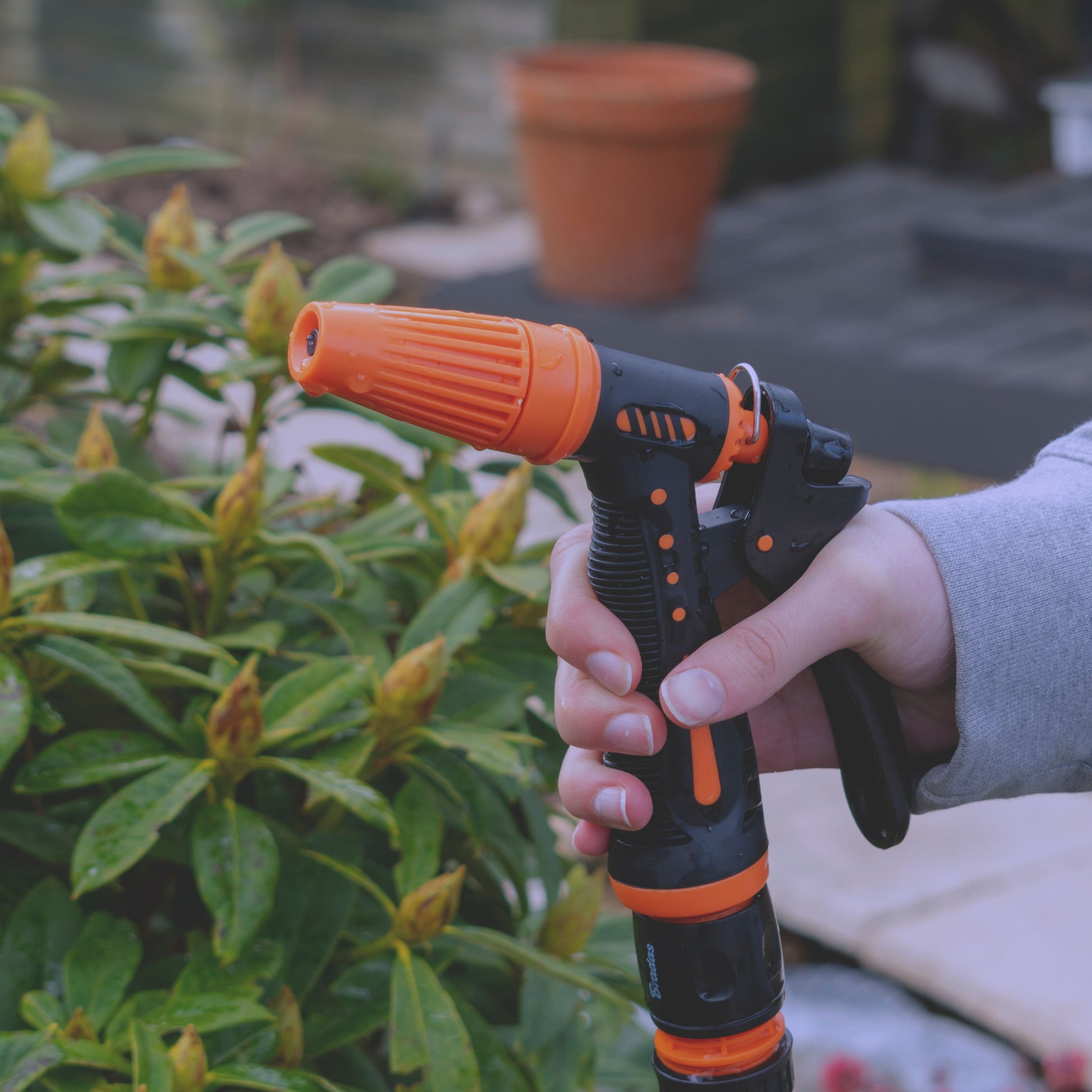Hose Gun Water Sprayer Adjustable Black Orange - Best4Trade-Retail Garden watering