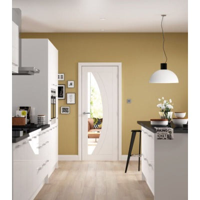 XL Joinery Salerno Internal White Primed Door with Clear Glass - All Sizes - XL Joinery