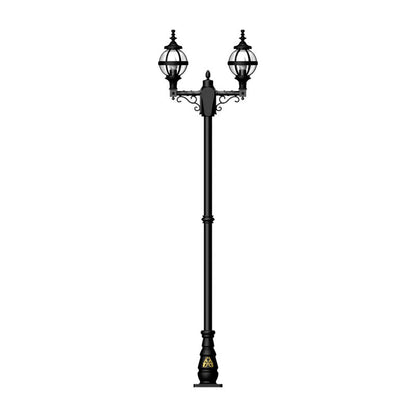 Victorian style globe lamp post double headed in cast iron 2.47m (H236)