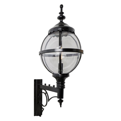 Large Victorian style globe wall light in steel with decorative arm 1.47m (H240)