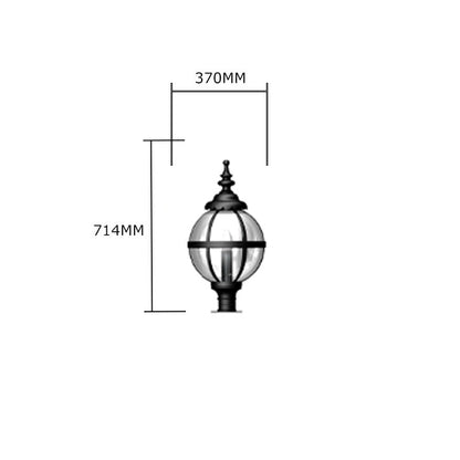 Victorian globe pier light in cast iron for narrow pier caps 0.71m (H253)