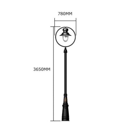 Classic railway style lamp post in cast iron and steel 3.65m (H311)