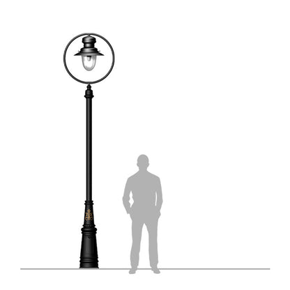 Classic railway style lamp post in cast iron and steel 3.65m (H311)