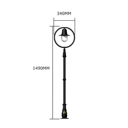 Classic railway style lamp post in cast iron and steel 1.49m (H314)